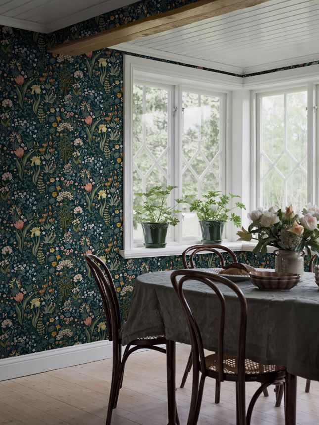 Blue wallpaper, flowers, 2055, Icons, Borastapeter