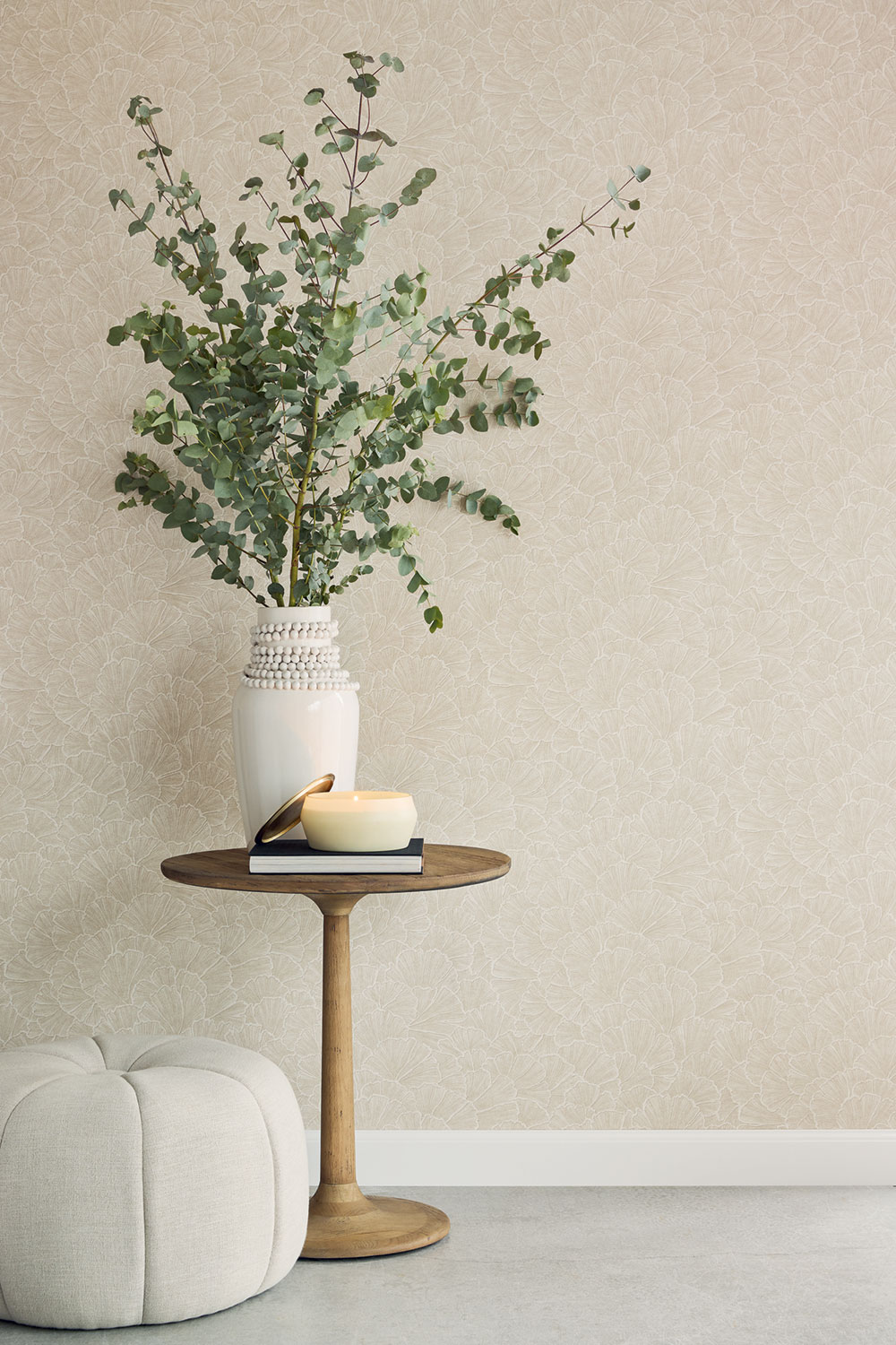 Wallpaper, beige, ginkgo leaves, 350522, Riviera Maison, Eijffinger