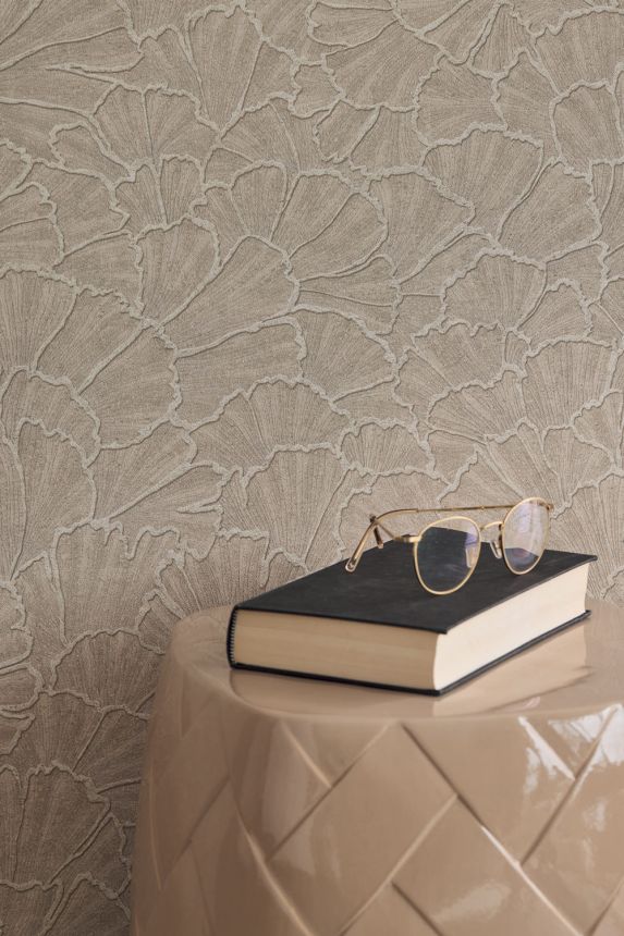 Wallpaper, brown-beige, ginkgo leaves, 350524, Riviera Maison, Eijffinger