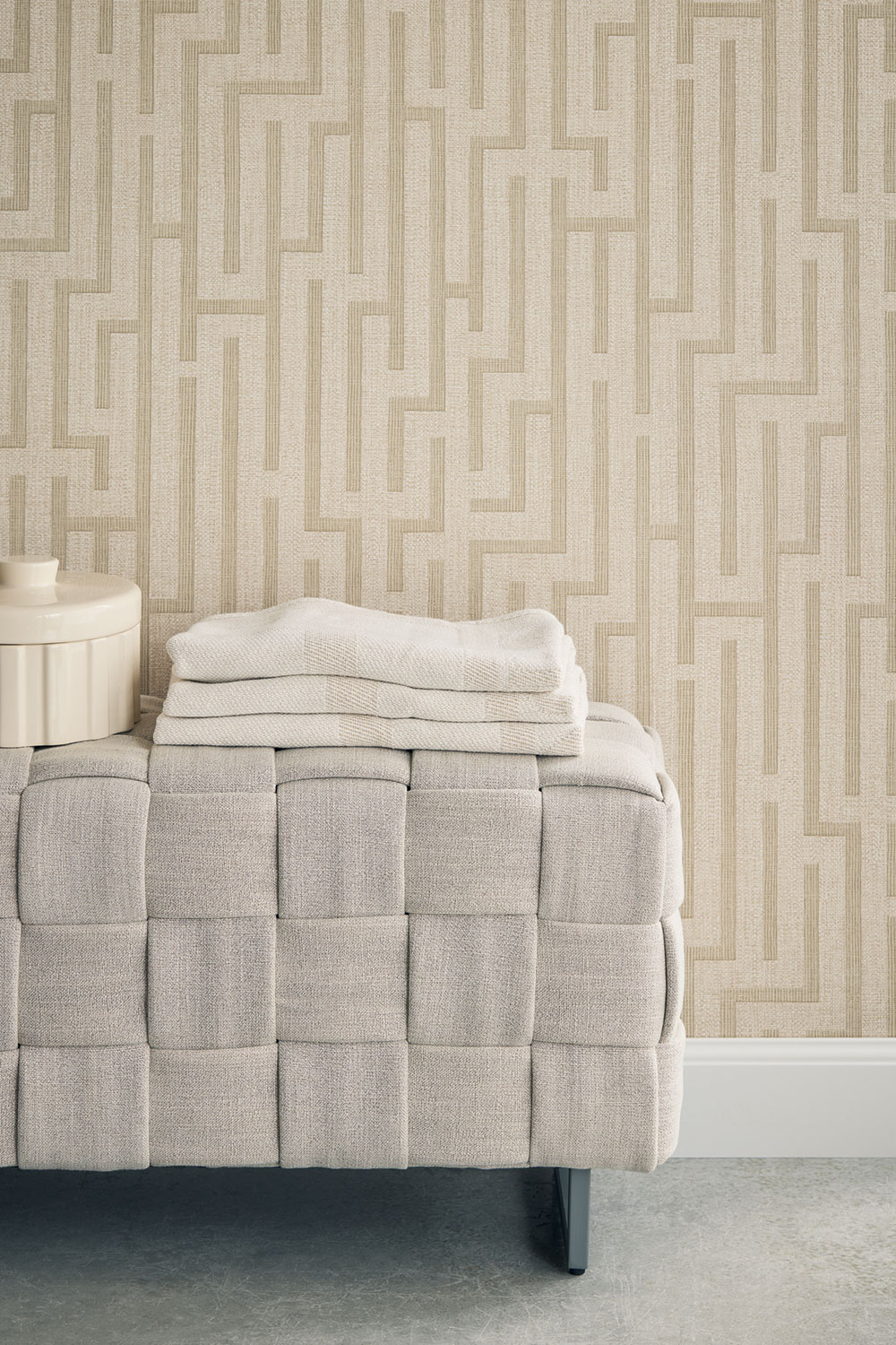 Wallpaper, cream-grey-beige, fabric imitation, 350530, Riviera Maison, Eijffinger