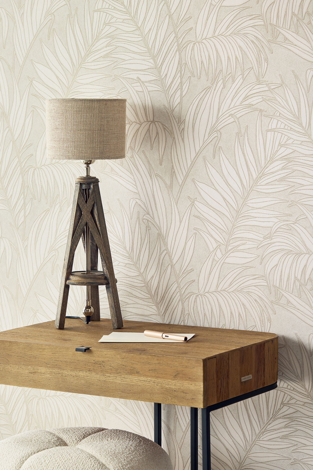 Wallpaper, grey-beige, leaves, 350551, Riviera Maison, Eijffinger
