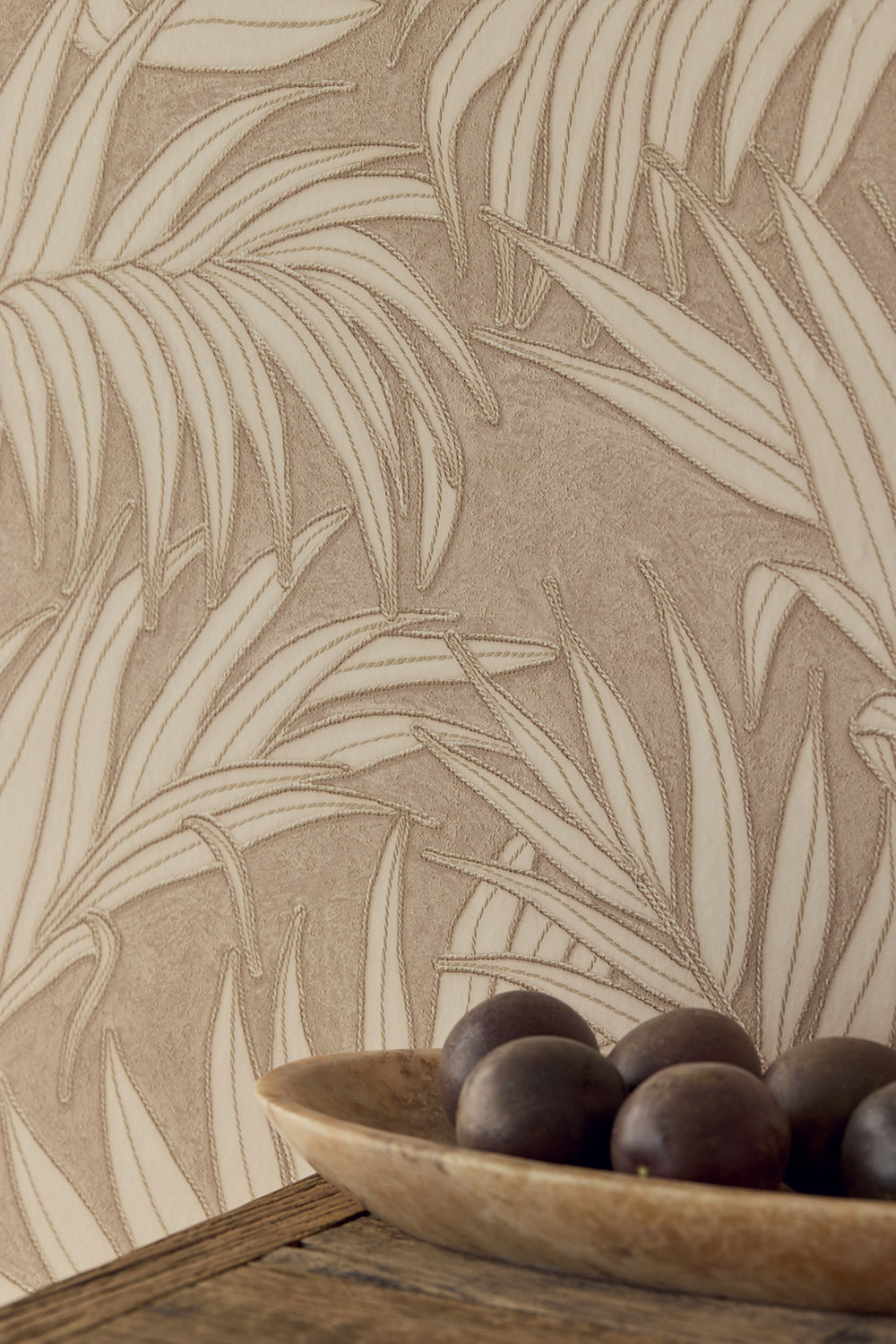 Wallpaper, brown-beige, leaves, 350553, Riviera Maison, Eijffinger
