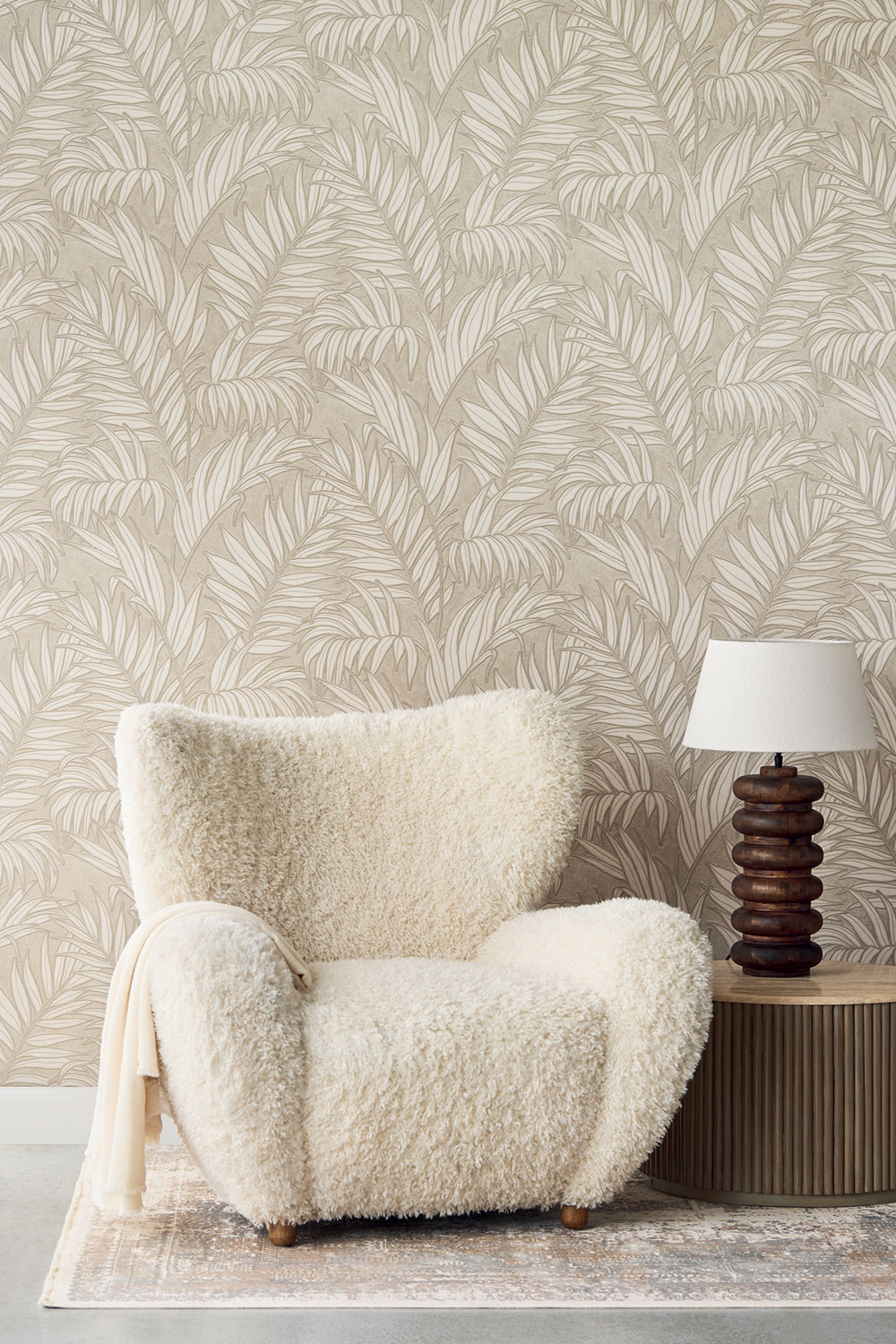 Wallpaper, brown-grey, leaves, 350554, Riviera Maison, Eijffinger