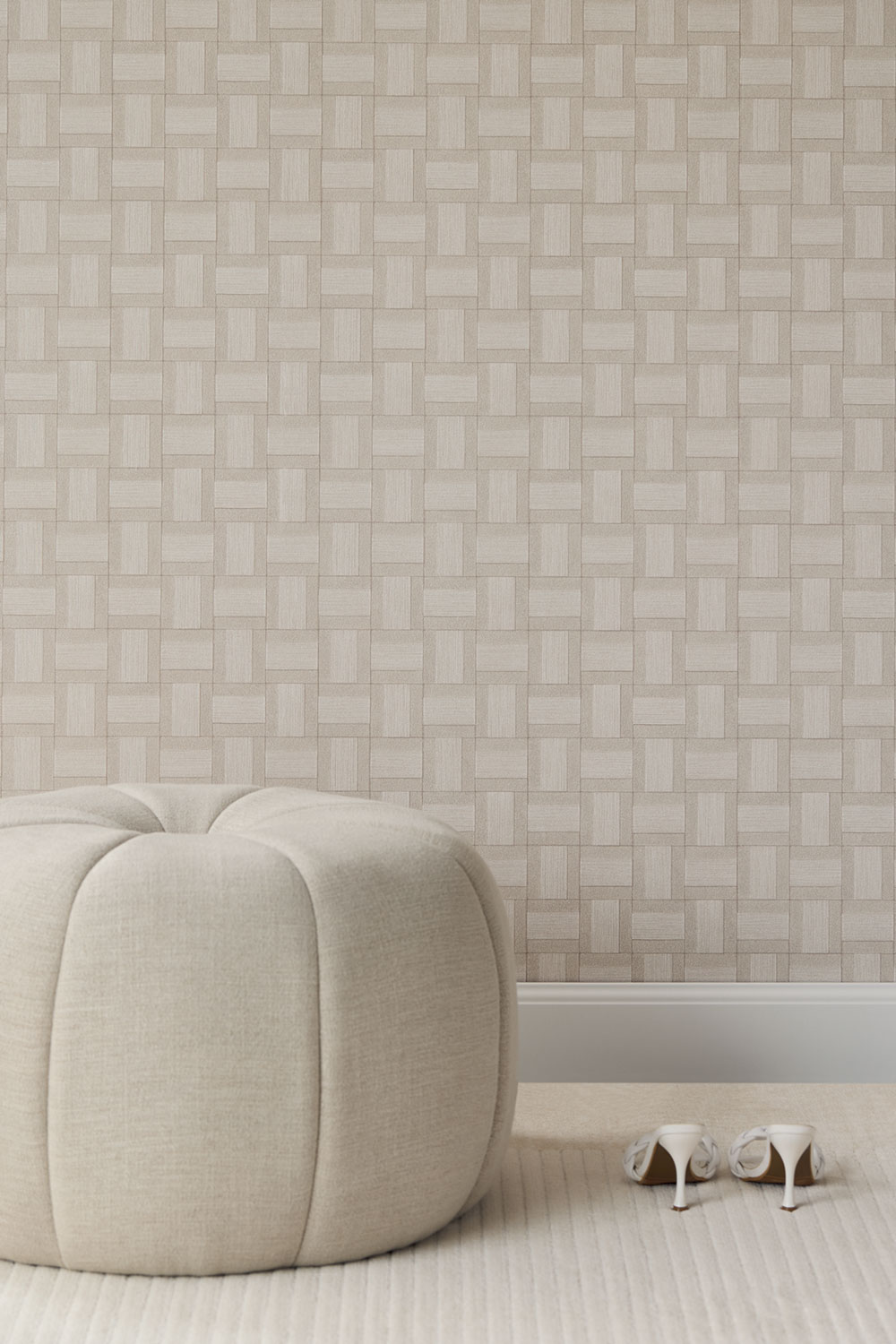 Wallpaper, cream, panel imitation, 350560, Riviera Maison, Eijffinger