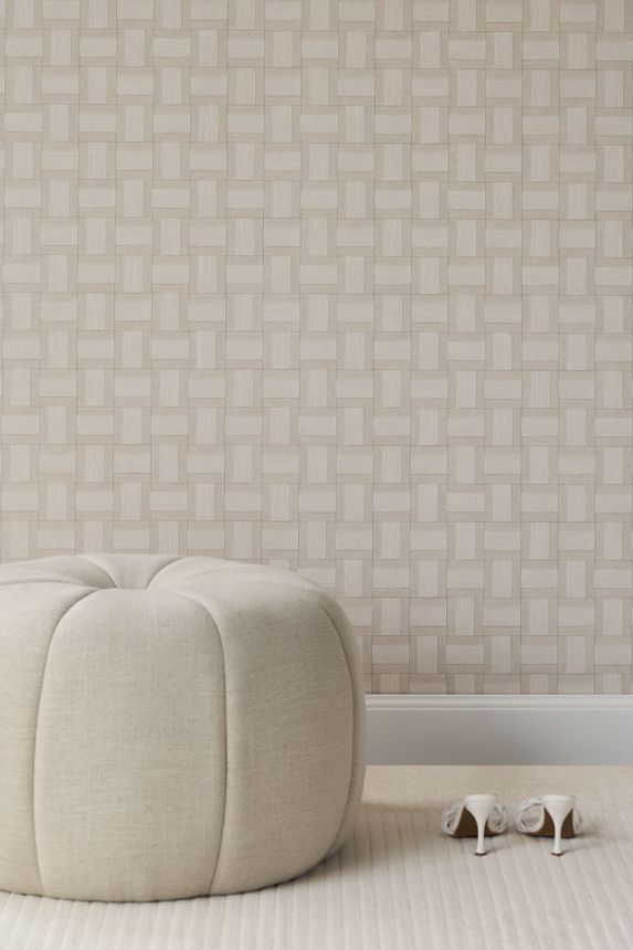 Wallpaper, grey-beige, panel imitation, 350561, Riviera Maison, Eijffinger