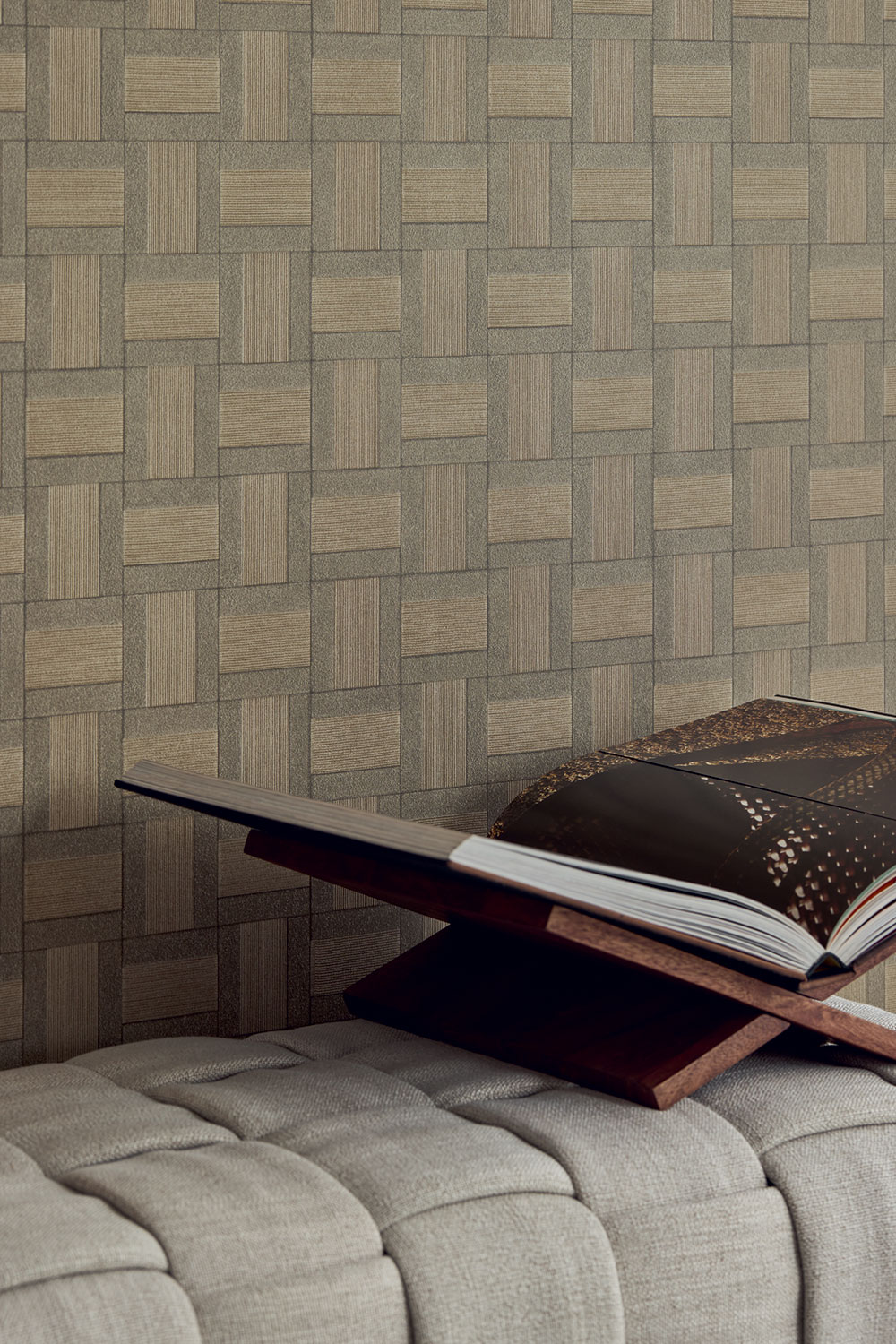 Wallpaper, beige, panel imitation, 350562, Riviera Maison, Eijffinger