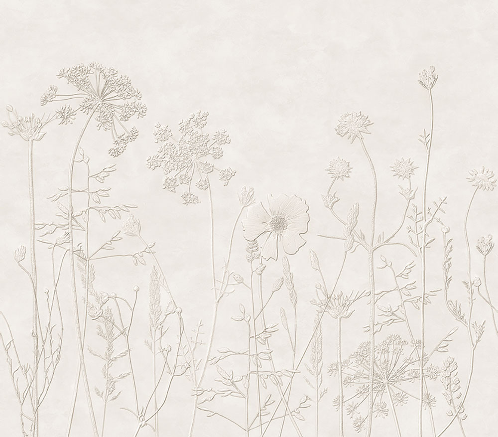 Mural wallpaper, cream, plants, flowers, grasses, 350700, Riviera Maison, Eijffinger