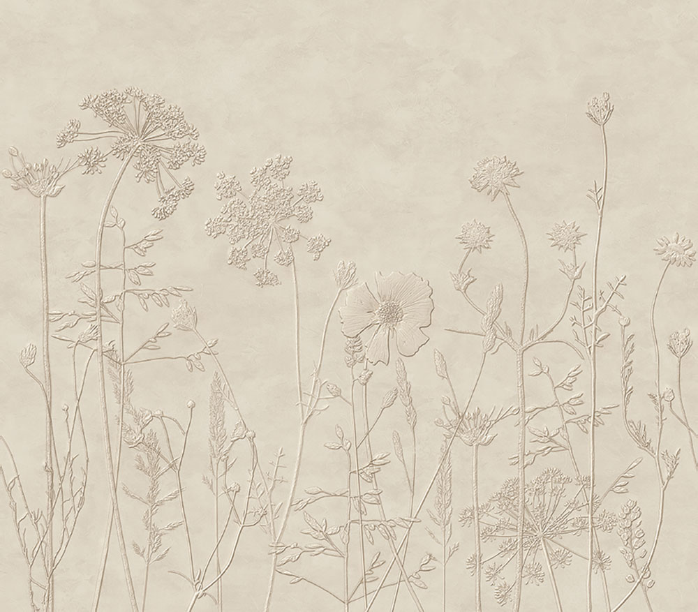 Mural wallpaper, beige, plants, flowers, grasses, 350701, Riviera Maison, Eijffinger