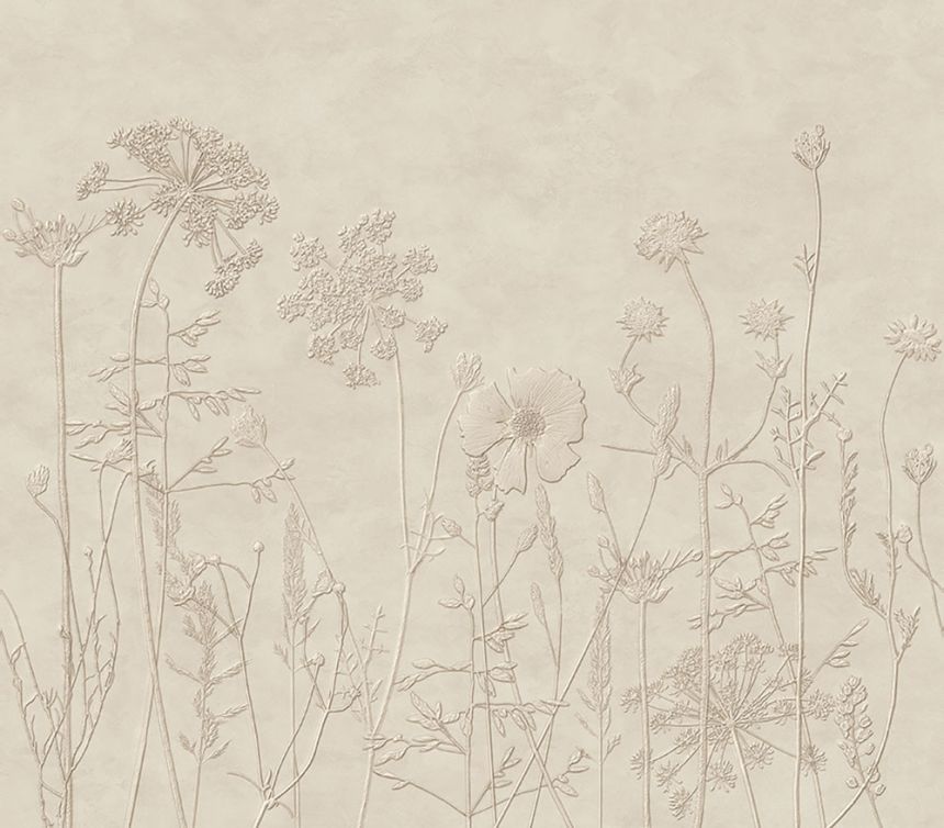 Mural wallpaper, beige, plants, flowers, grasses, 350701, Riviera Maison, Eijffinger