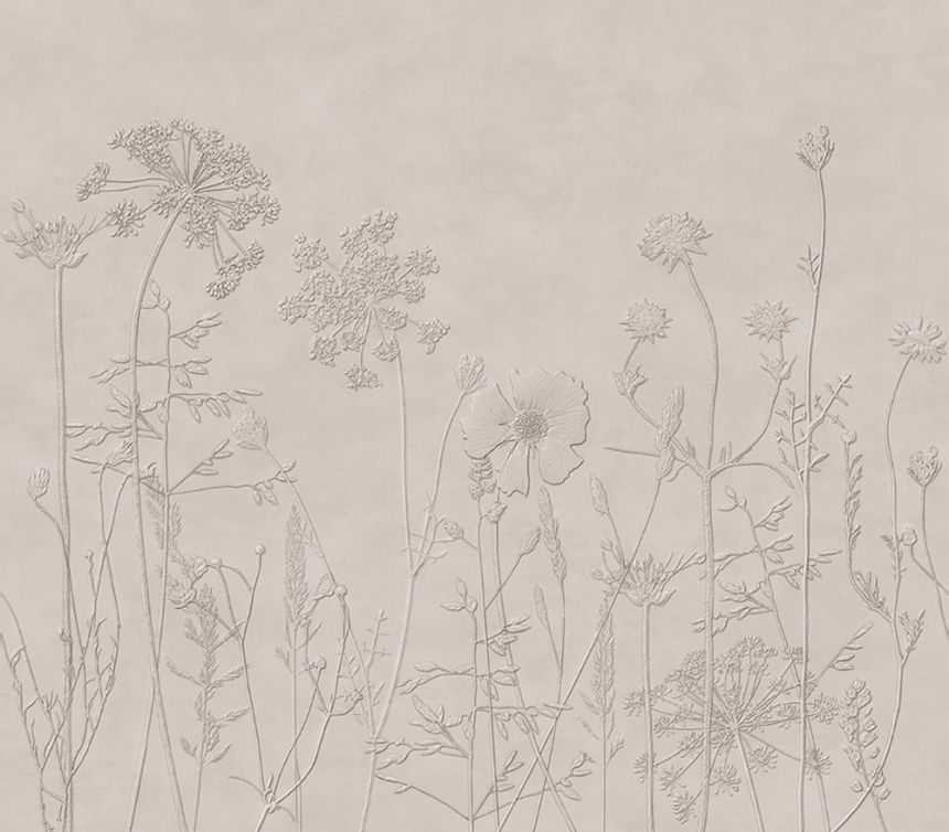 Mural wallpaper, grey-brown, plants, flowers, grasses, 350702, Riviera Maison, Eijffinger