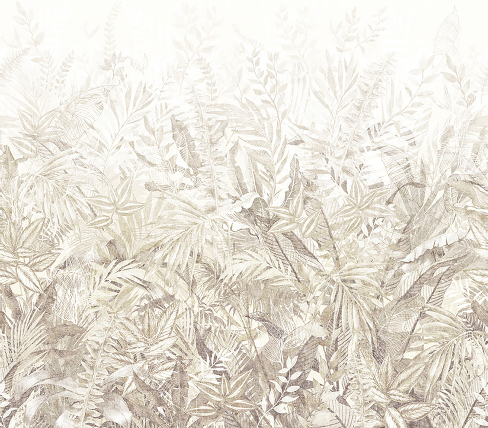 Mural wallpaper, grey-green, leaves, 350706, Riviera Maison, Eijffinger