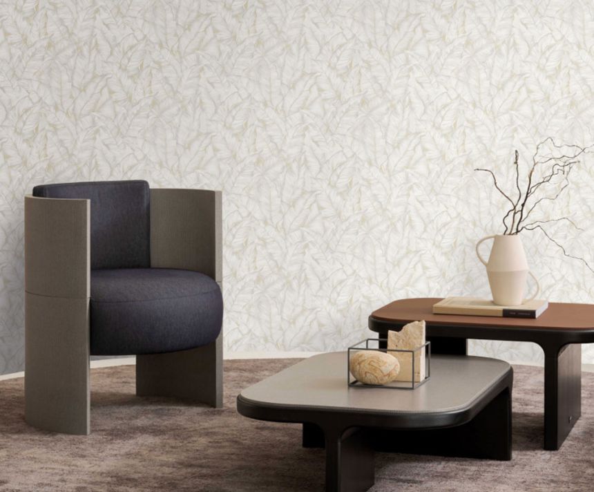 Luxury wallpaper, grey-beige, leaves, Z30301, Casa 8, Trussardi