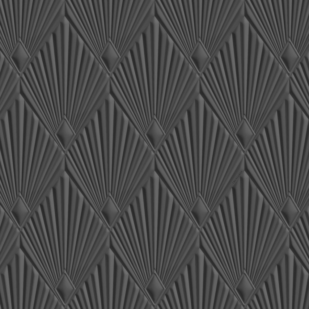 Luxury geometric wallpaper, grey-black, Art Deco, Z30324, Casa 8, Trussardi