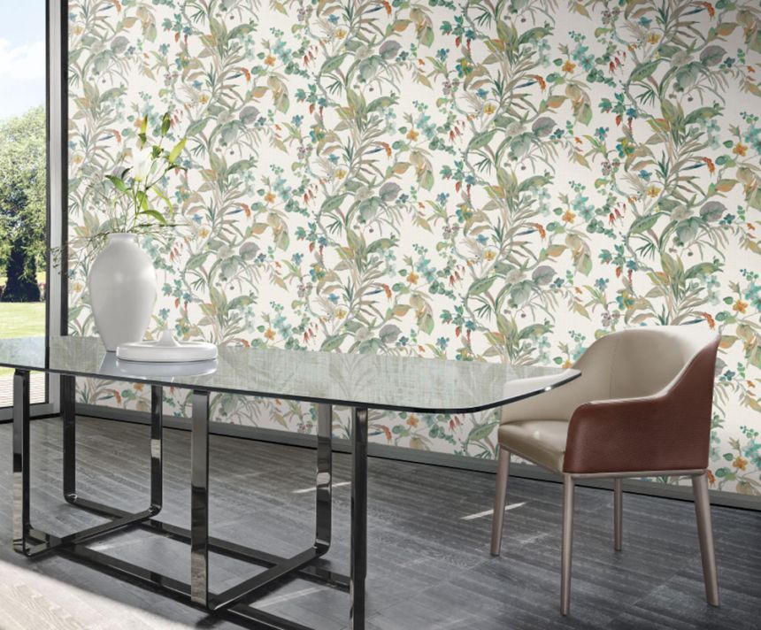 Luxury wallpaper, cream, flowers, leaves, Z30326, Casa 8, Trussardi