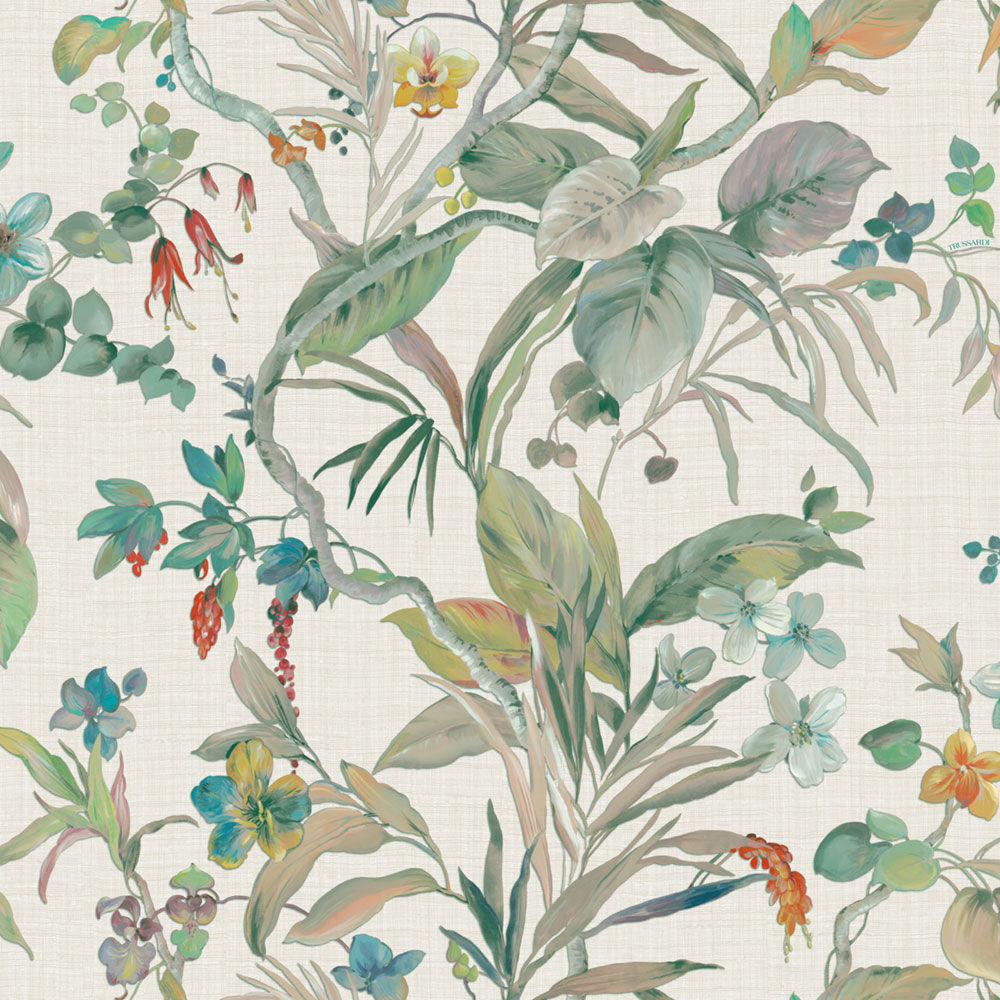 Luxury wallpaper, cream, flowers, leaves, Z30326, Casa 8, Trussardi