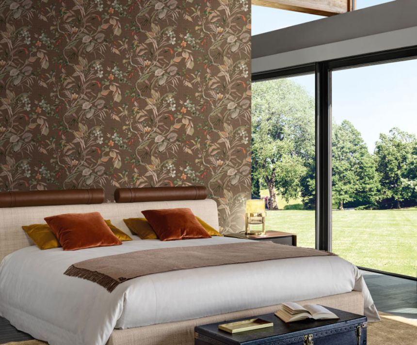 Luxury wallpaper, brown, flowers, leaves, Z30332, Casa 8, Trussardi
