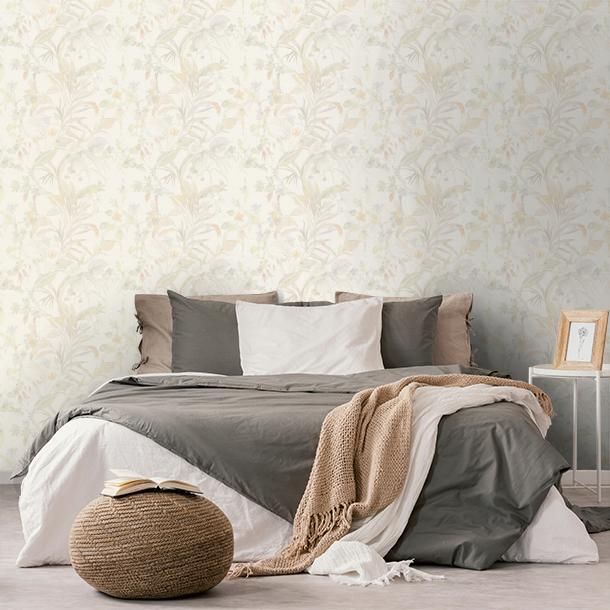 Luxury wallpaper, cream, flowers, leaves, Z30335, Casa 8, Trussardi