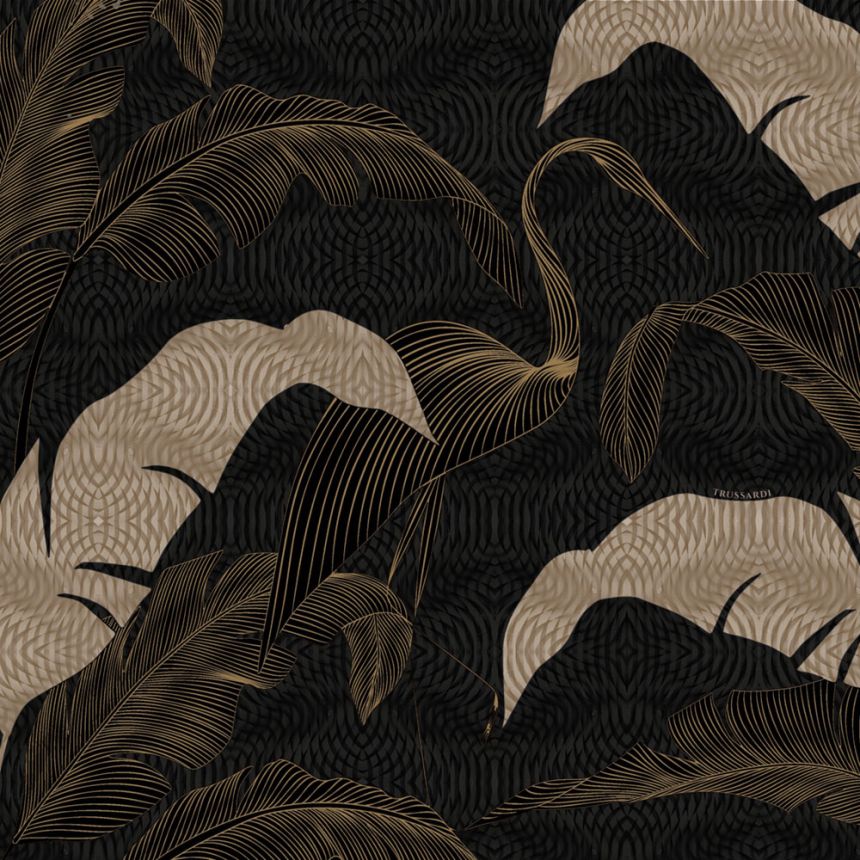 Luxury wall mural, brown-beige, ibis, leaves, Z30370, Casa 8, Trussardi