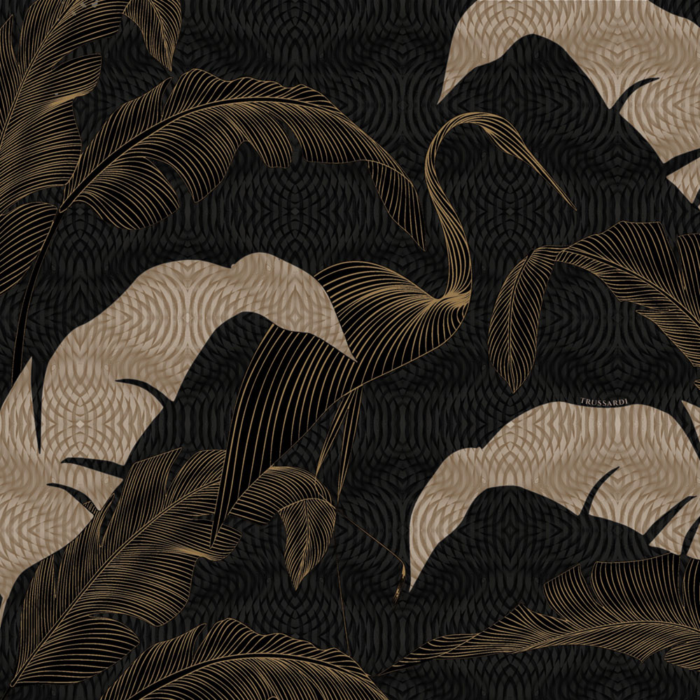 Luxury wall mural, brown-beige, ibis, leaves, Z30370, Casa 8, Trussardi