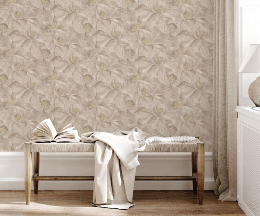 Luxury wallpaper, brown-beige, flowers, Z20121, Casa Chic, Zambaiti Parati