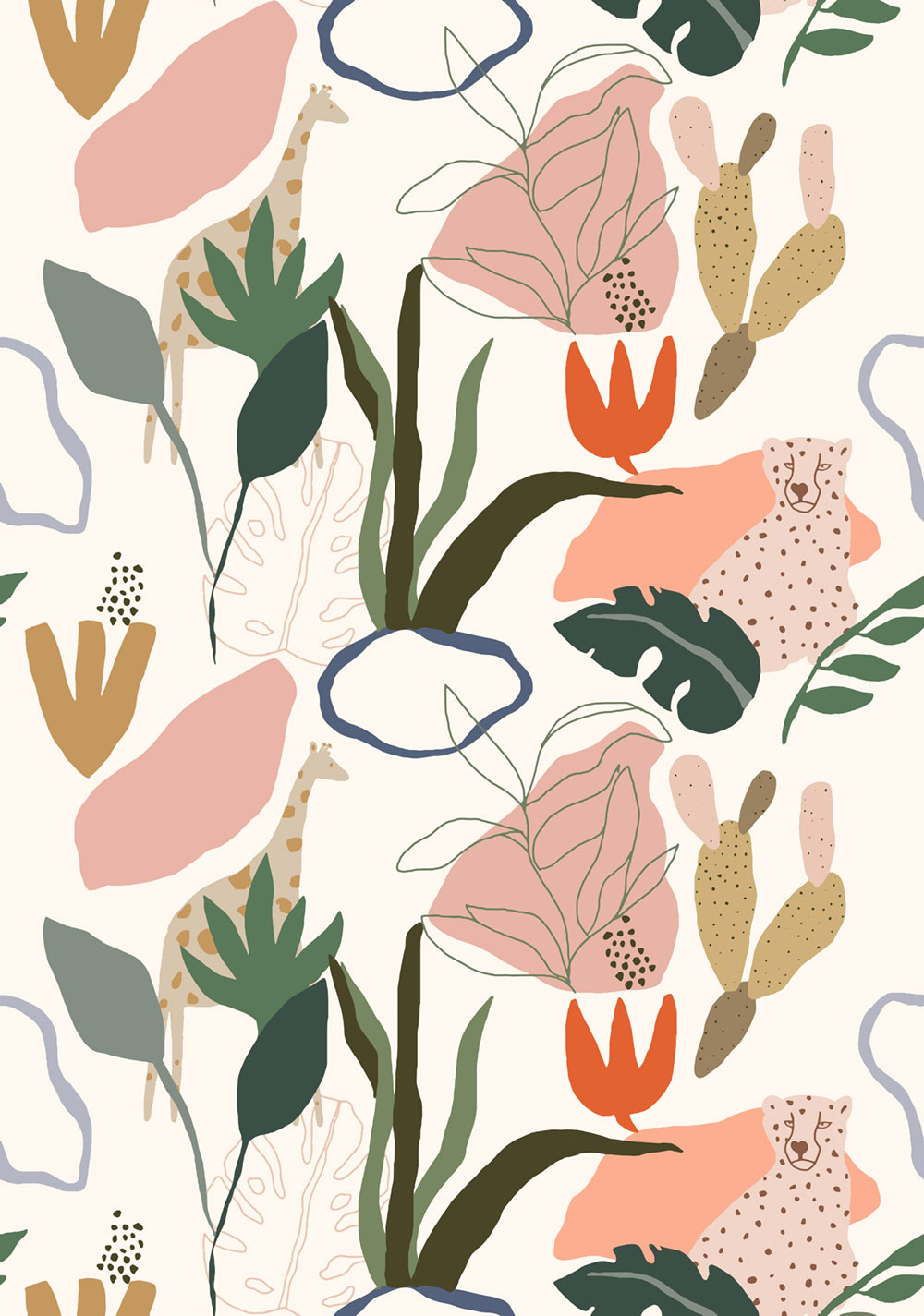 Children’s wallpaper mural, Safari, RB246, Daydreamers, Grandeco