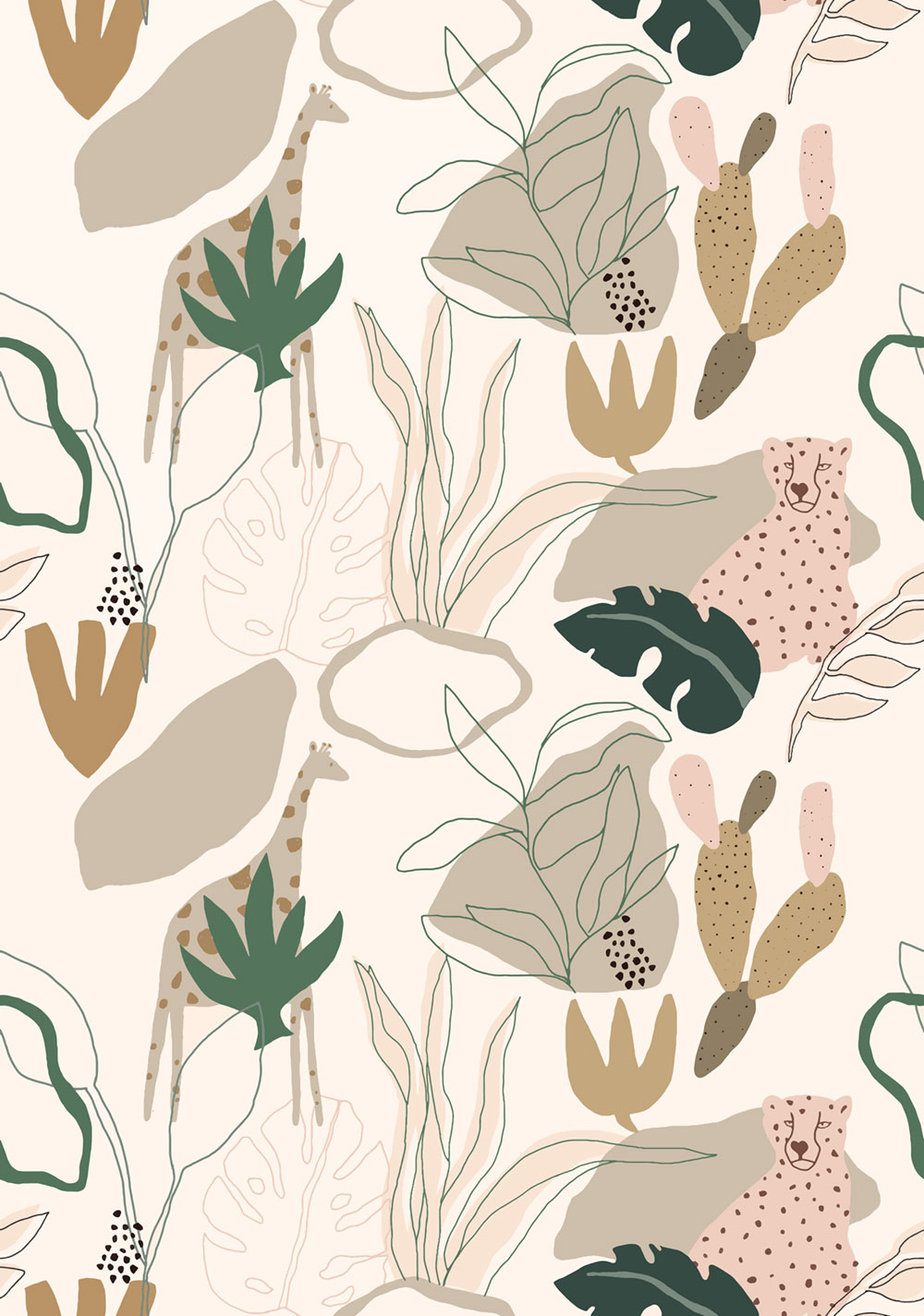 Children’s wallpaper mural, Safari, RB247, Daydreamers, Grandeco