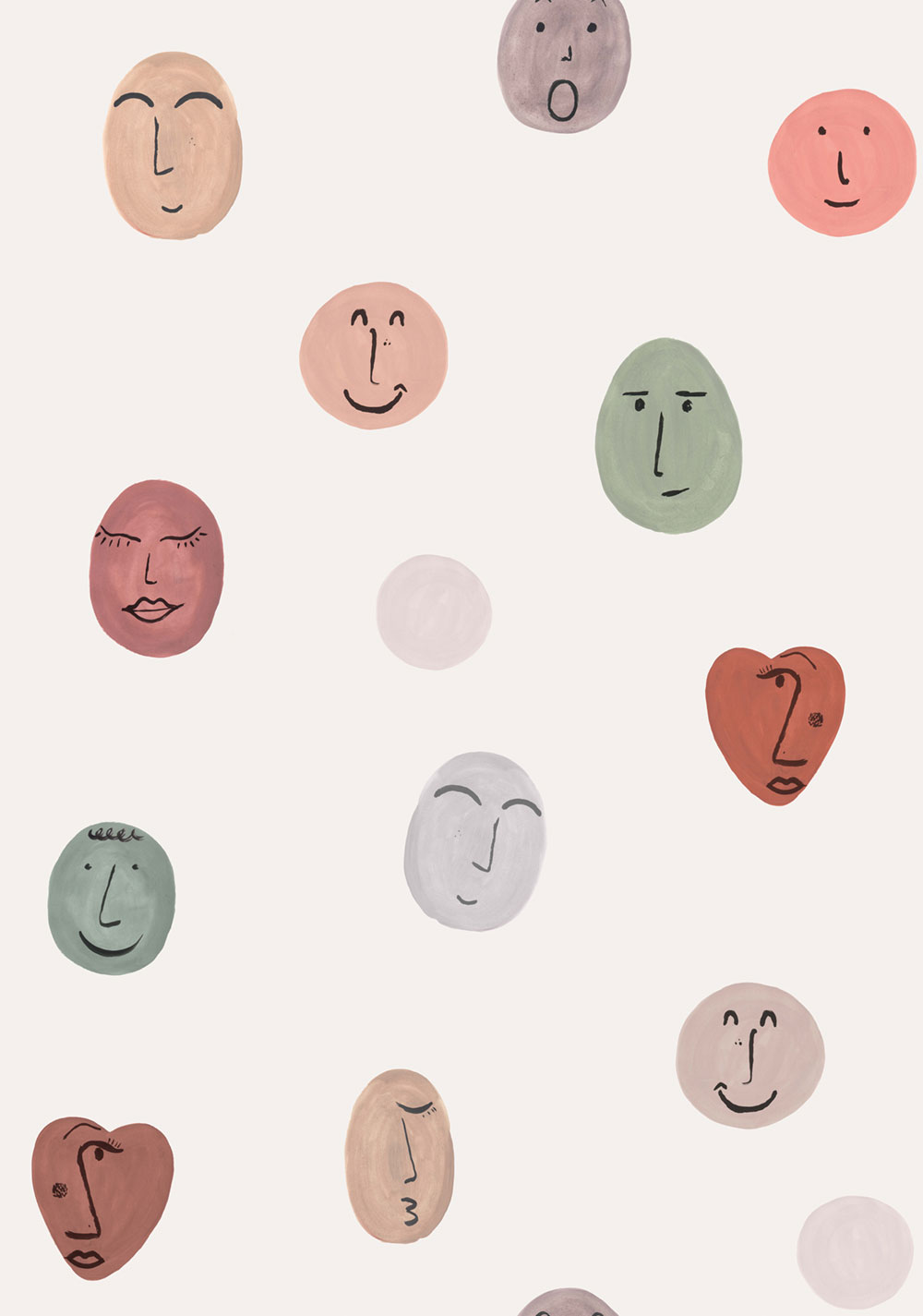 Children’s wallpaper mural, Smileys, RB307, Daydreamers, Grandeco