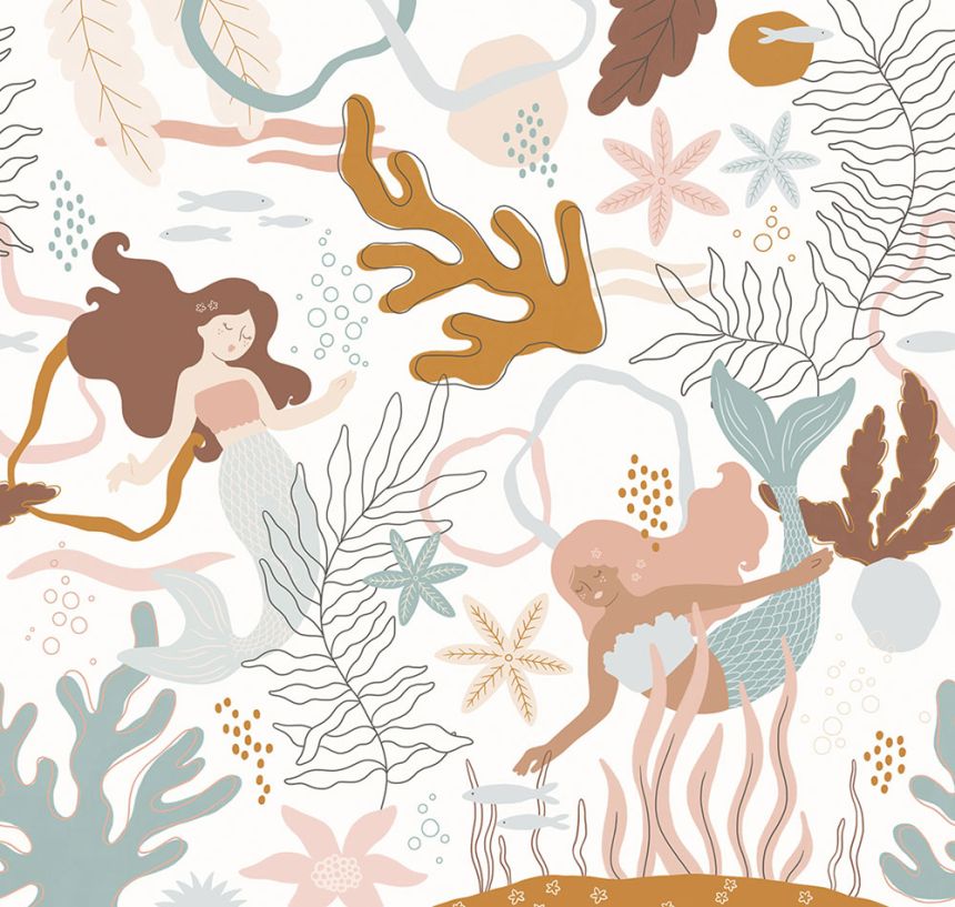 Children’s wallpaper mural, mermaids, RB010-RC, Daydreamers, Grandeco