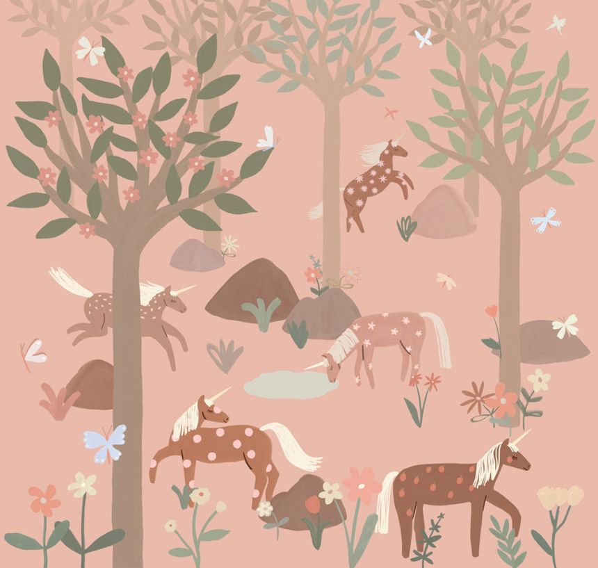 Children’s wallpaper mural, unicorns, RB351, Daydreamers, Grandeco