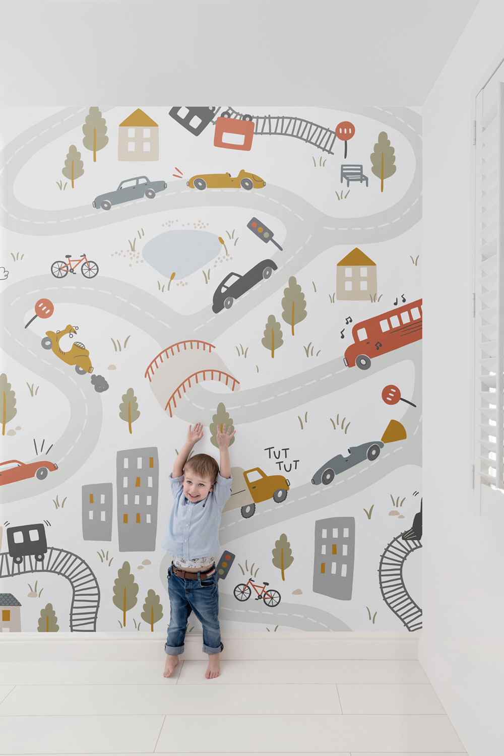 Children’s wallpaper mural, cars, RB383, Daydreamers, Grandeco