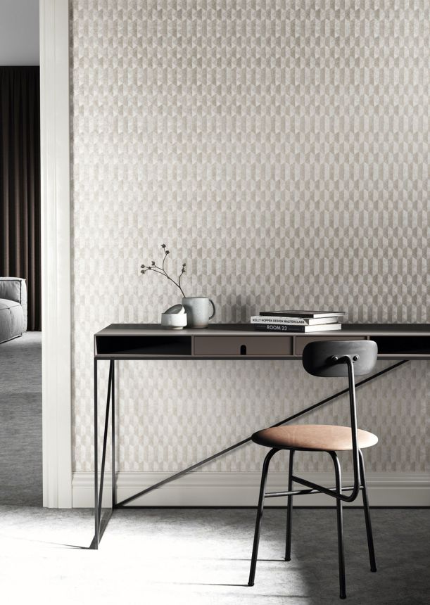 Wallpaper, grey and beige, geometric, ORB705, The Texture Book, Masureel