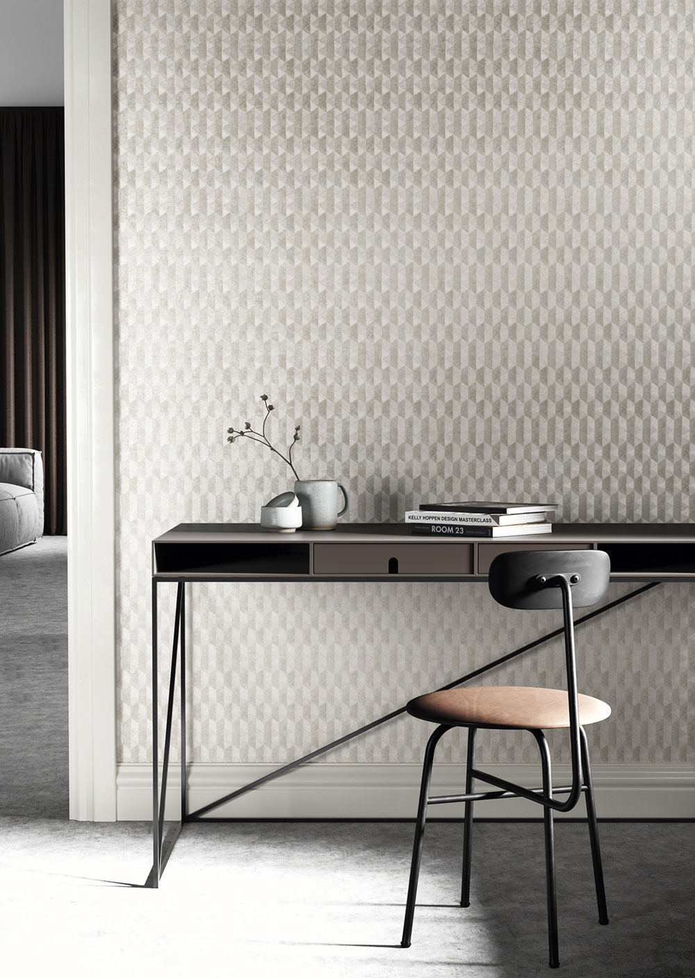 Wallpaper, grey and beige, geometric, ORB705, The Texture Book, Masureel