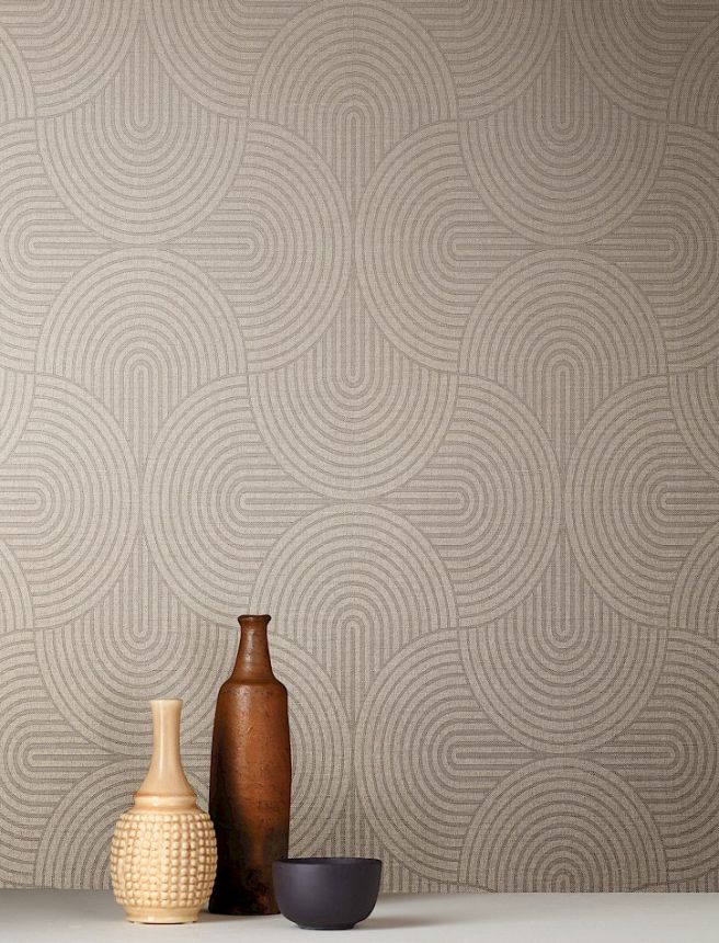 Wallpaper, grey and beige, graphic, Art Deco, EAR606, The Texture Book, Masureel