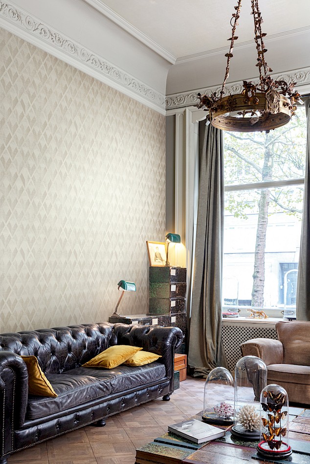 Geometric wallpaper, cream, CAB502, The Texture Book, Masureel