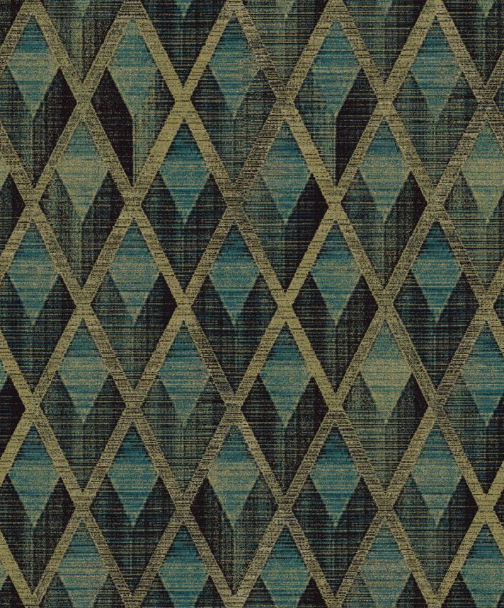 Geometric wallpaper, green and gold, CAB503, The Texture Book, Masureel