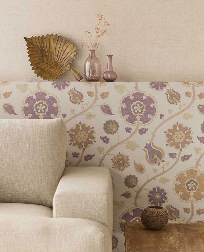 Wallpaper, burgundy-brown, flowers, 350611, Amber, Eijffinger