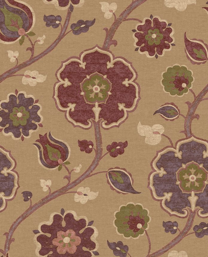 Wallpaper, reddish-brown, flowers, 350612, Amber, Eijffinger