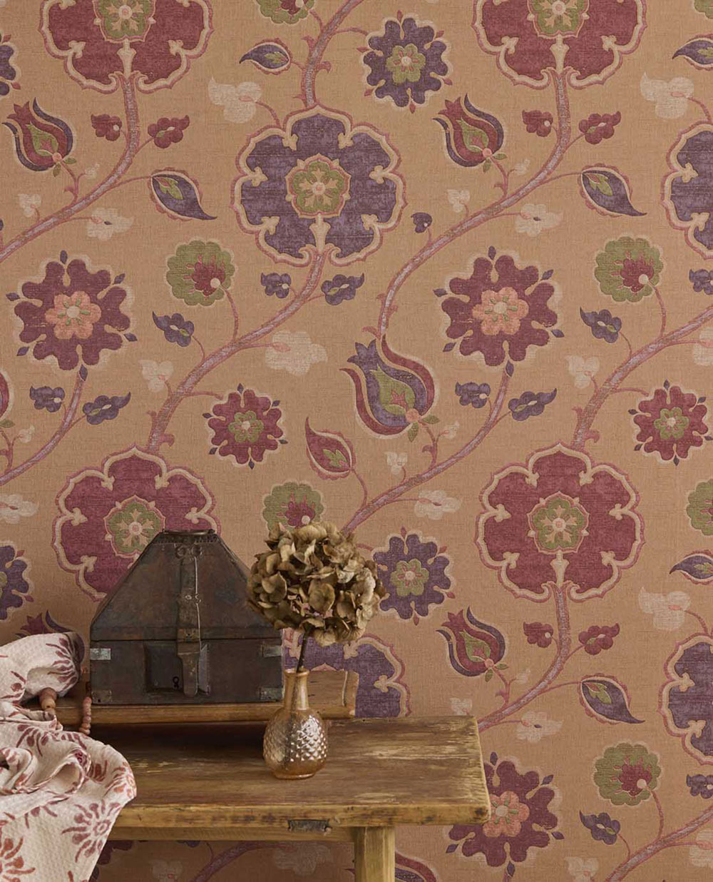 Wallpaper, reddish-brown, flowers, 350612, Amber, Eijffinger