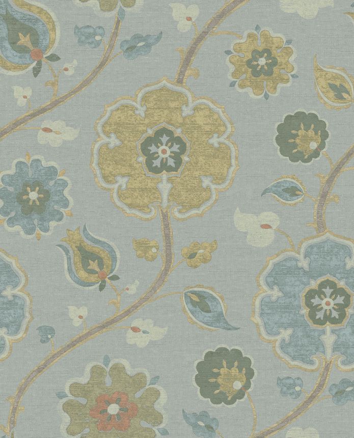 Wallpaper, turquoise, flowers, 350615, Amber, Eijffinger