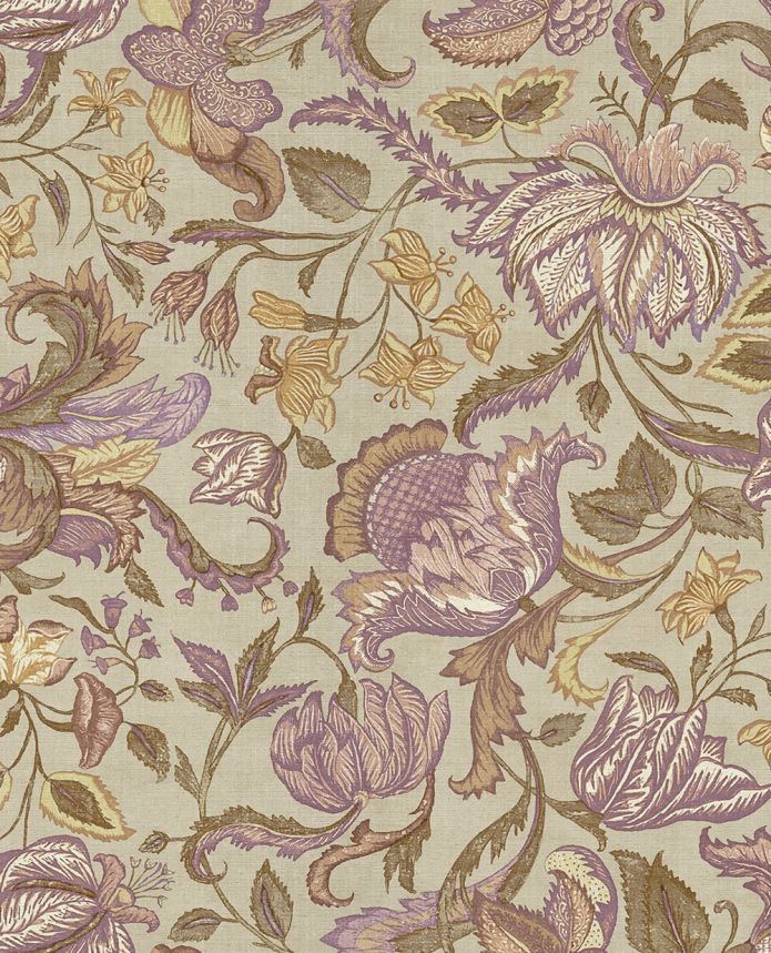 Wallpaper, brown-purple, flowers, 350644, Amber, Eijffinger