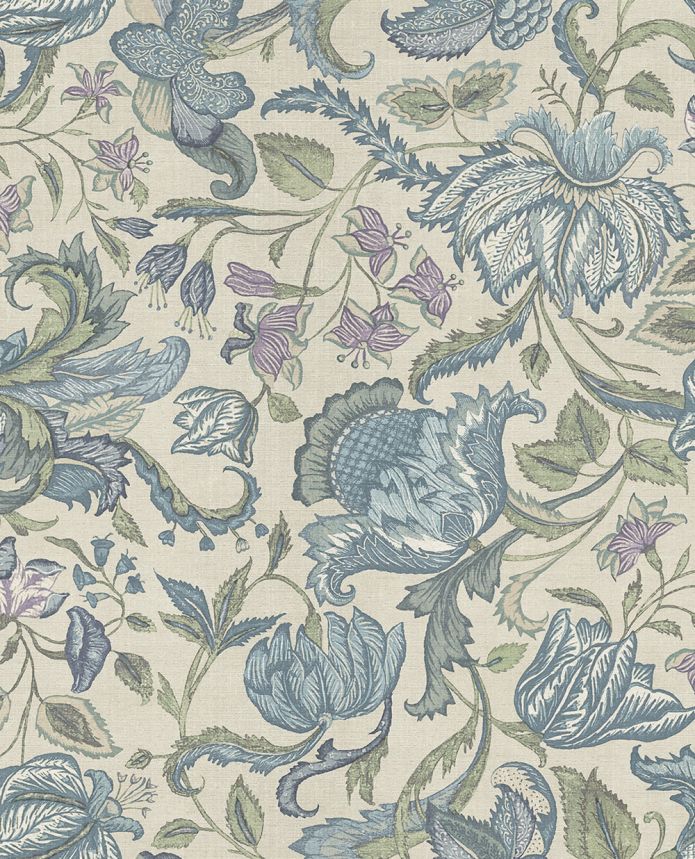 Wallpaper, blue-green, flowers, 350645, Amber, Eijffinger