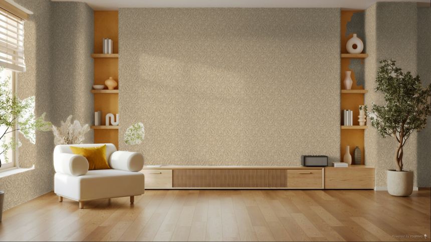 Wallpaper, brown, flowers, ornaments, 350652, Amber, Eijffinger