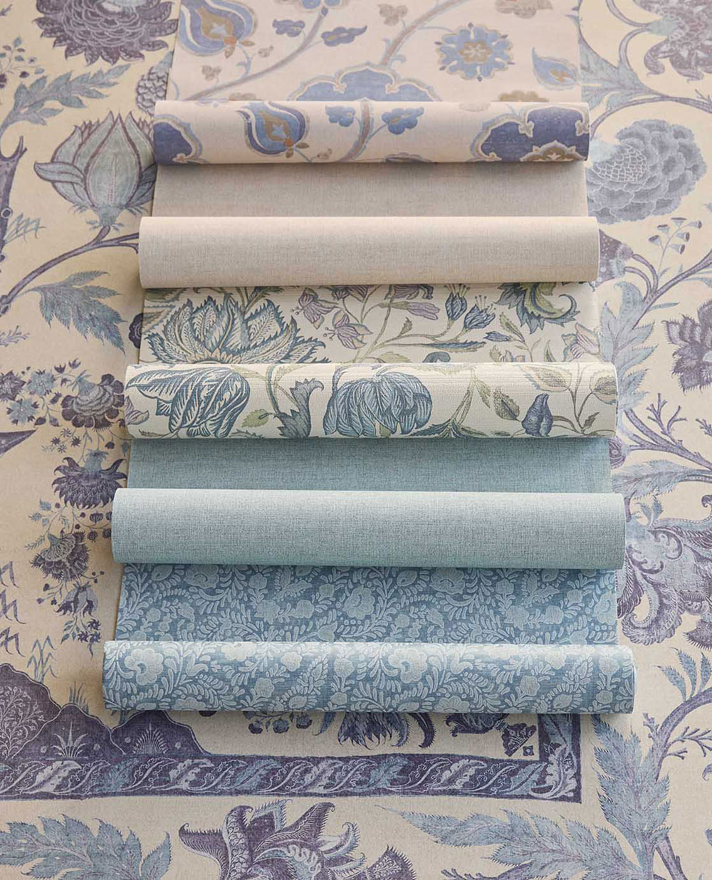 Wallpaper, blue, flowers, ornaments, 350656, Amber, Eijffinger