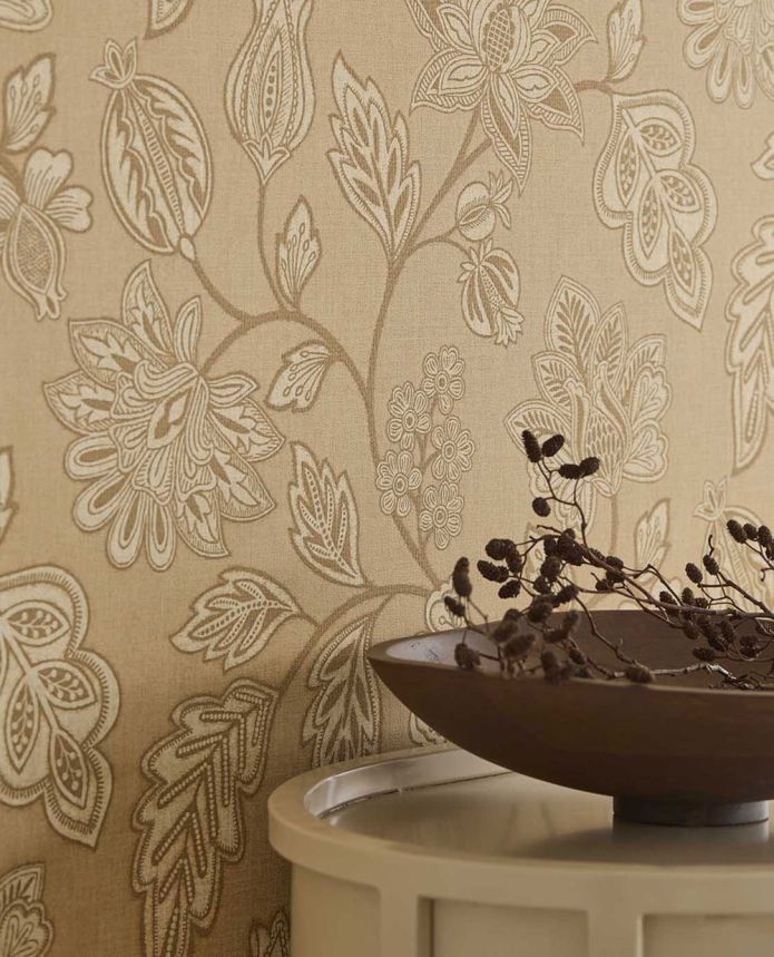 Wallpaper, brown-beige, flowers, 350661, Amber, Eijffinger
