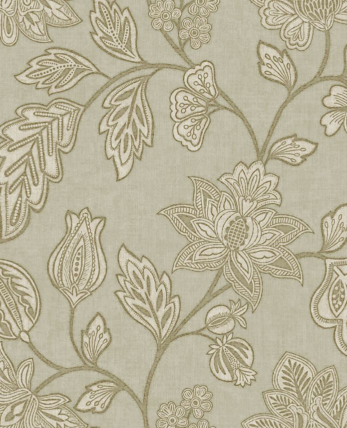 Wallpaper, grey-green, flowers, 350663, Amber, Eijffinger