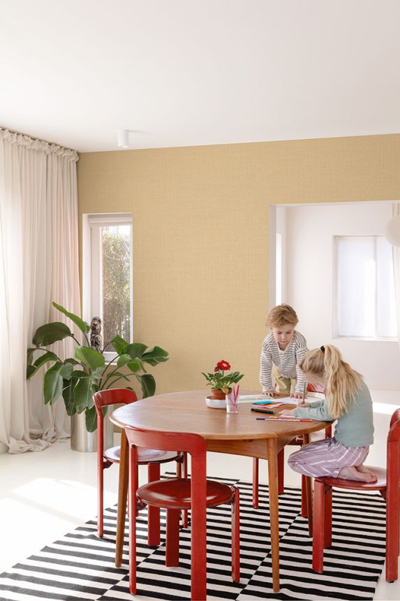 Wallpaper, ochre yellow, fabric effect, LD1020, Little Dreamers, Grandeco