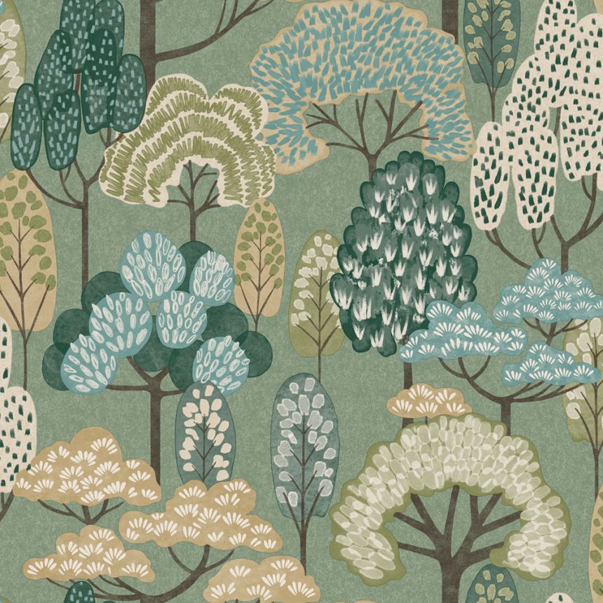 Kids wallpaper, green, trees, LD2113, Little Dreamers, Grandeco