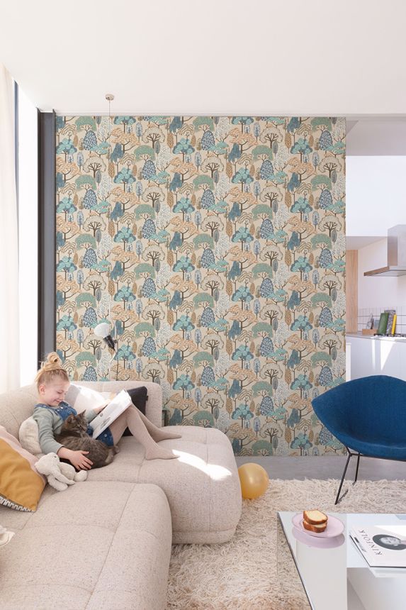 Kids wallpaper, brown, trees, LD2115, Little Dreamers, Grandeco