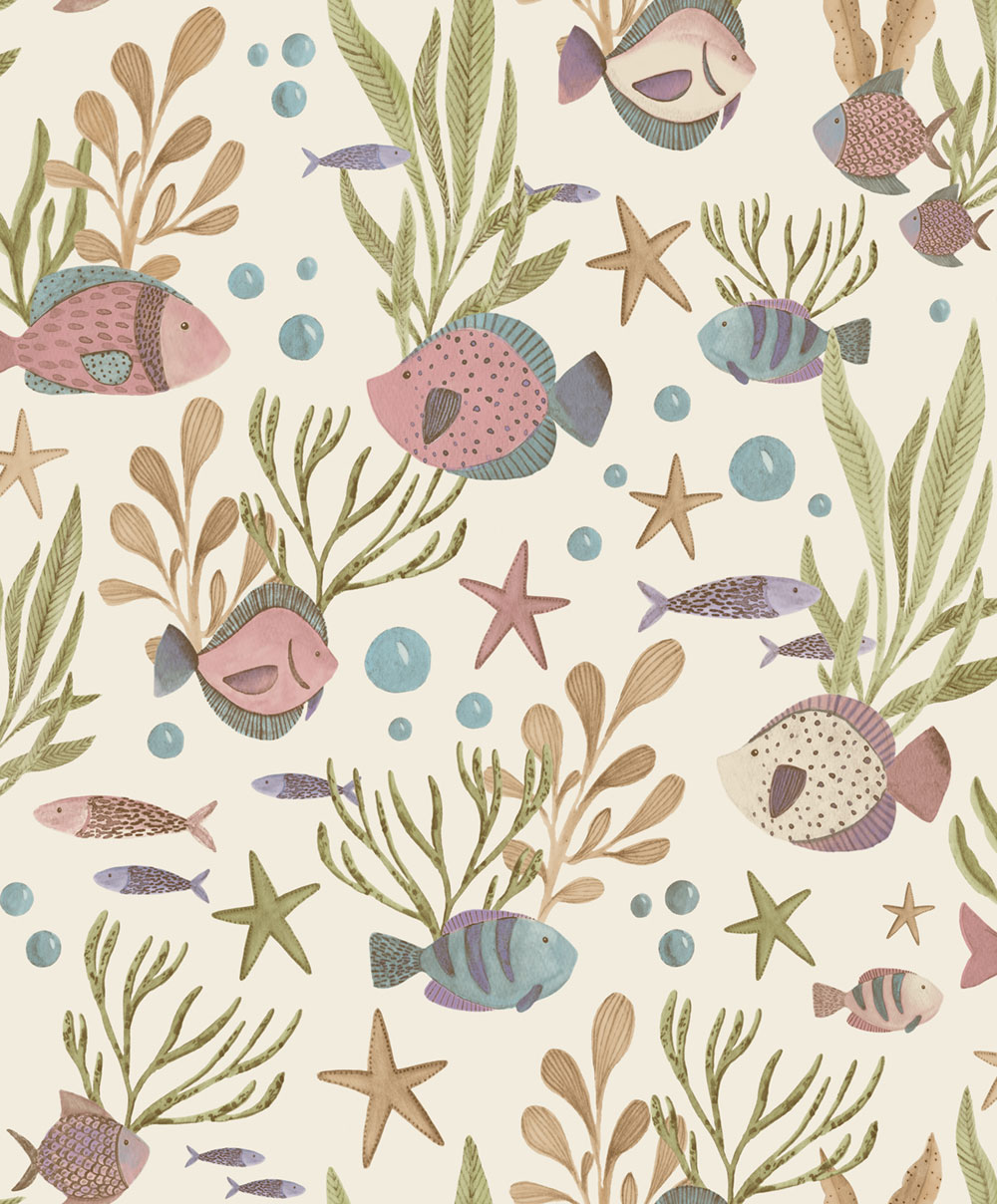 Kids wallpaper, beige, underwater world, LD3318, Little Dreamers, Grandeco