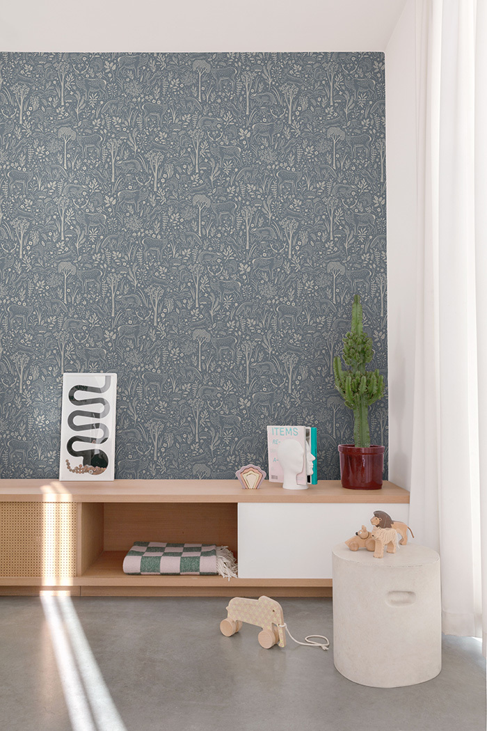 Wallpaper, blue, forest animals, LD3415, Little Dreamers, Grandeco